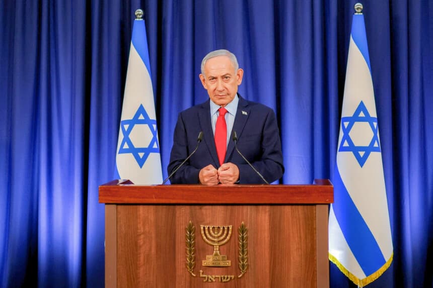 El primer ministro israelí, Benjamin Netanyahu, interviene durante una rueda de prensa celebrada en Jerusalén el 19 de marzo de 2026. (Ronen Zvulun/Pool/AFP vía Getty Images).
