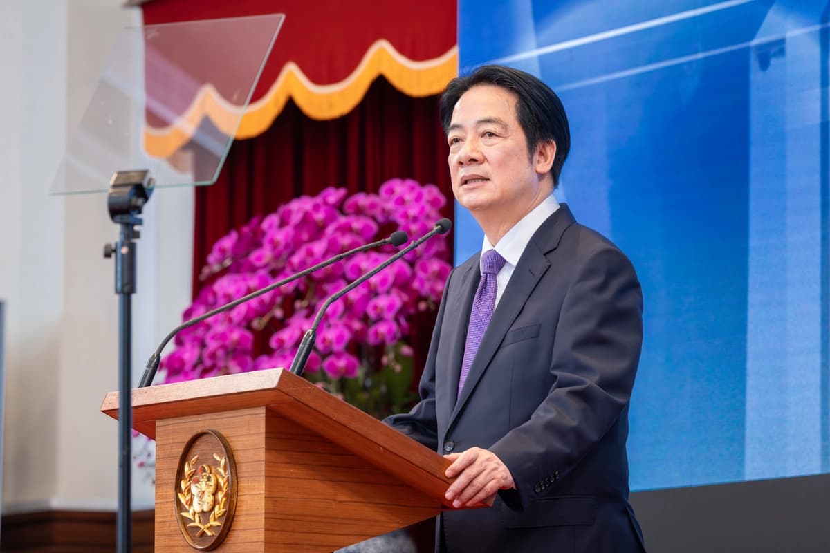 El presidente de Taiwán, Lai Ching-te, pronuncia un discurso en el segundo aniversario de su toma de posesión en Taipei, Taiwán, el 20 de mayo de 2026. (Wang Yu Ching/Oficina del Presidente)