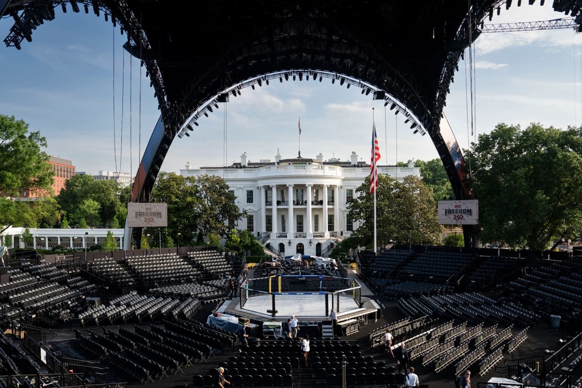 Presentación a los medios de comunicación de la organización del evento UFC Freedom Fight, que tendrá lugar el 14 de junio en el jardín sur de la Casa Blanca el 11 de junio de 2026. (Madalina Kilroy/The Epoch Times)