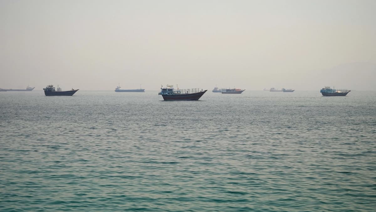 Buques anclados en el estrecho de Ormuz, vistos desde Musandam, Omán, el 11 de junio de 2026. (REUTERS/Stringer)