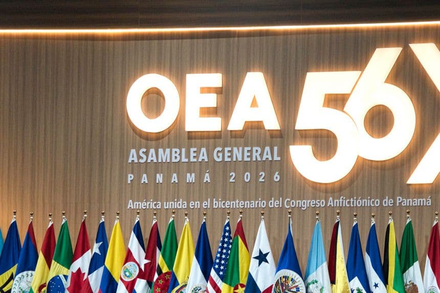 Fotografía de la 56ª Asamblea General de la Organización de los Estados Americanos (OEA) este martes, en Ciudad de Panamá, Panamá. (EFE/ Aris Mariota)