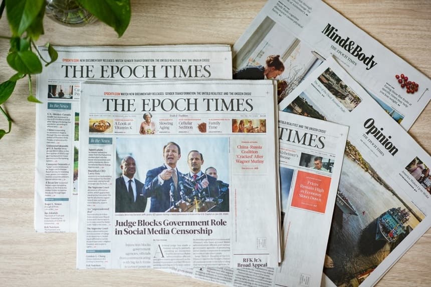 El periódico The Epoch Times en la ciudad de Nueva York, el 13 de julio de 2023. (Samira Bouaou/The Epoch Times)