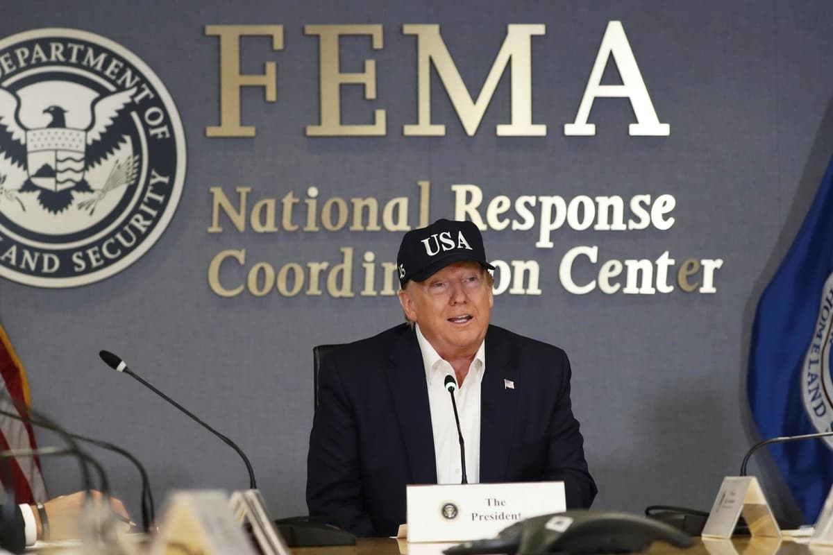 El presidente Donald Trump pronuncia un discurso en la Agencia Federal para el Manejo de Emergencias (FEMA) en Washington el 1 de septiembre de 2019. (Foto AP/Jacquelyn Martin)