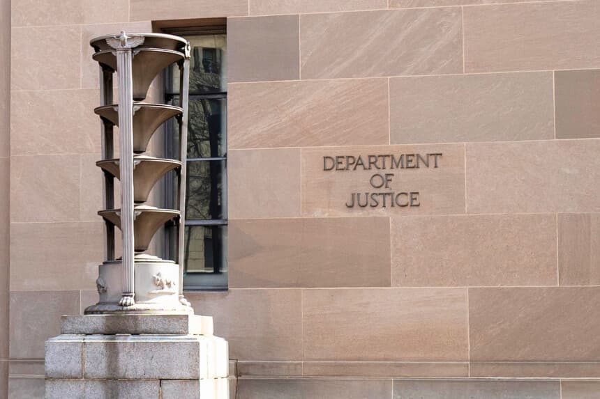El Departamento de Justicia en Washington el 11 de marzo de 2026. (Madalina Kilroy/The Epoch Times).