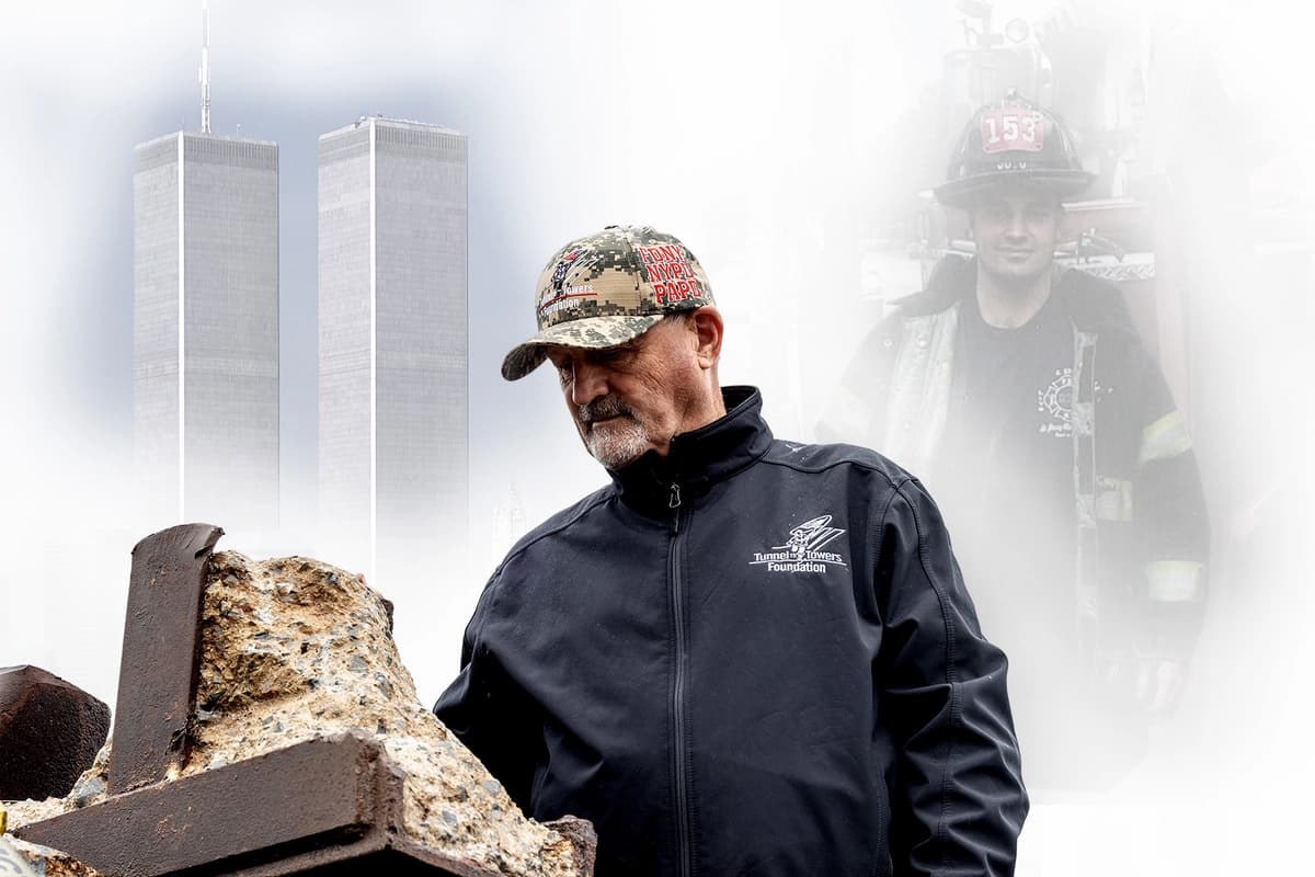 Frank Siller, fundador de la Fundación Tunnel to Towers, rinde homenaje a los militares caídos del 11 de septiembre al recorrer Estados Unidos con una viga en I marcada por las marcas del fuego que fue recuperada de la Zona Cero. (Fundación Tunnel to Towers)
