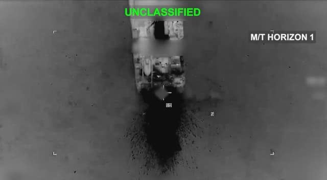 Fuerzas estadounidenses atacan el petrolero Horizon 1, vinculado a Irán, mientras navegaba en el Golfo de Omán el 8 de septiembre de 2026. (Comando Central de EE. UU./X).