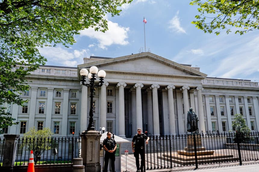 El Departamento del Tesoro de EE. UU. en Washington el 30 de junio de 2025.(Madalina Kilroy/The Epoch Times).