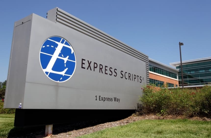 La sede de Express Scripts, una de las mayores empresas de gestión de beneficios farmacéuticos de EE. UU., en Berkeley, Misuri, en 2011. (Jeff Roberson/AP Photo)